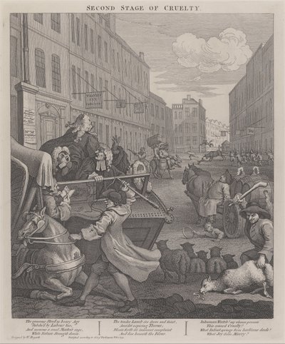 The Second Stage of Cruelty - Coachman Beating a Fallen Horse by William Hogarth